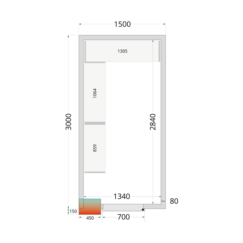 Koelcelpanelen 80 mm CR 150x300x220