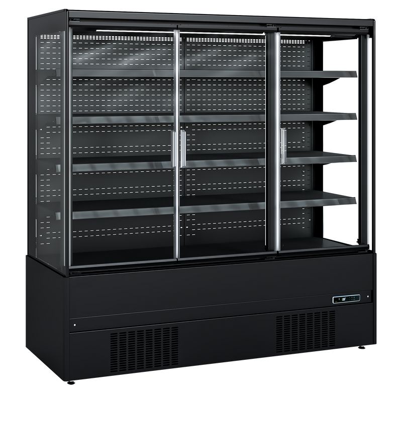 Wandkoeler zwart met glasdeuren MCB200H (ECRON BK)