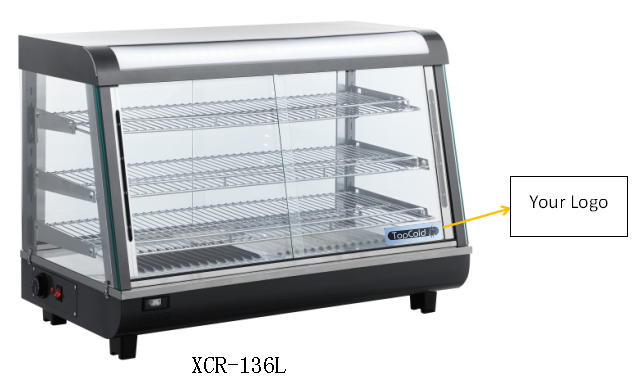 Warmhoud vitrine 4 zijden glas RCR-136 HOT