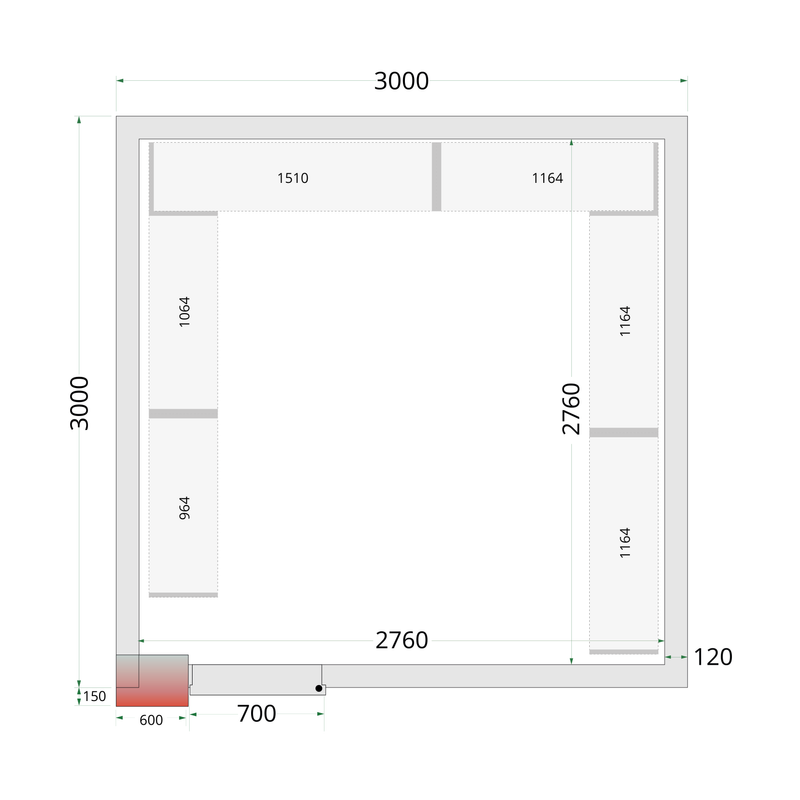 Vriescelpanelen 120 mm CR 300x300x220