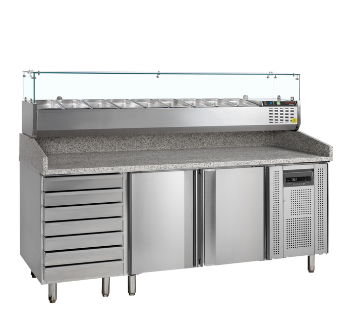 Pizzatafel incl. unit voor toppings PT1310 + GVC38-200