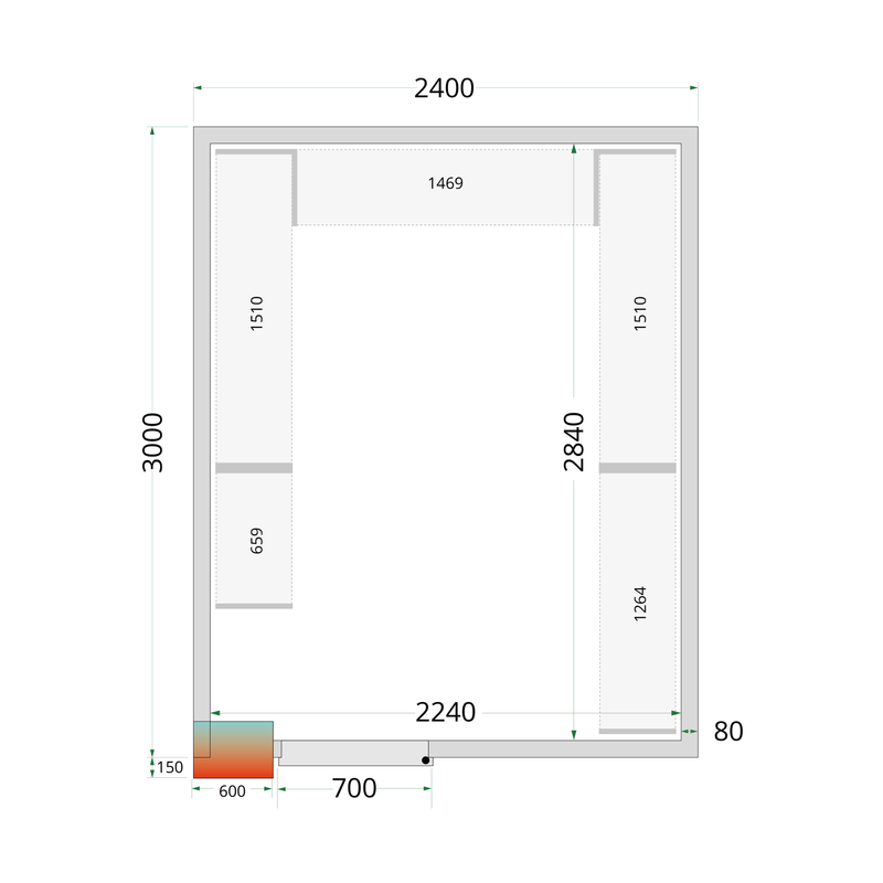 Koelcelpanelen 80 mm CR 240x300x220