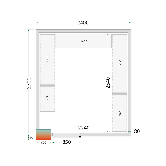 Koelcelpanelen 80 mm CR 240x270x220 WD