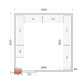 Koelcelpanelen 80 mm - zonder vloer CR 300x300x212 NF