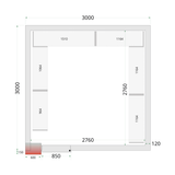 Vriescelpanelen 120 mm - 850 mm brede deur CR 300x300x220 WD