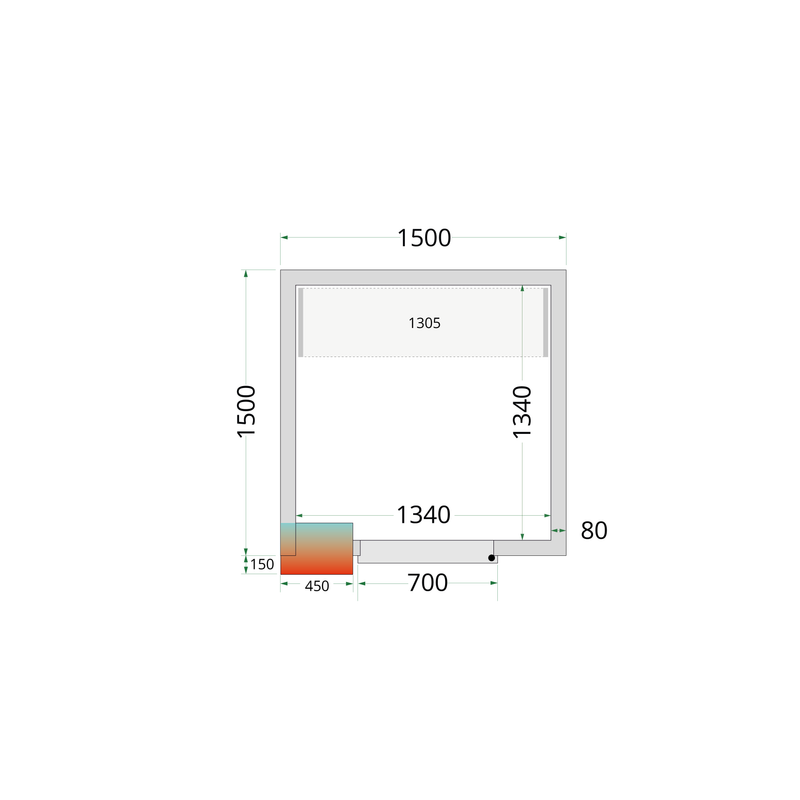 Koelcelpanelen 80 mm - zonder vloer CR 150x150x212 NF