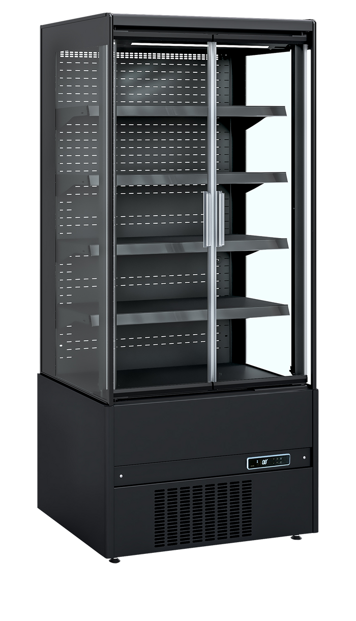 Wandkoeler zwart met glasdeuren MCB90H (ECRON BK)